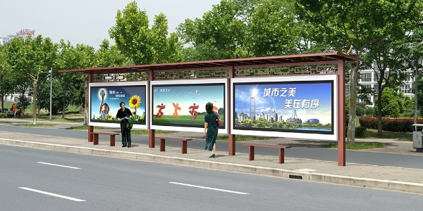河北省泊头市定制公交候车亭、站牌、垃圾箱等街具